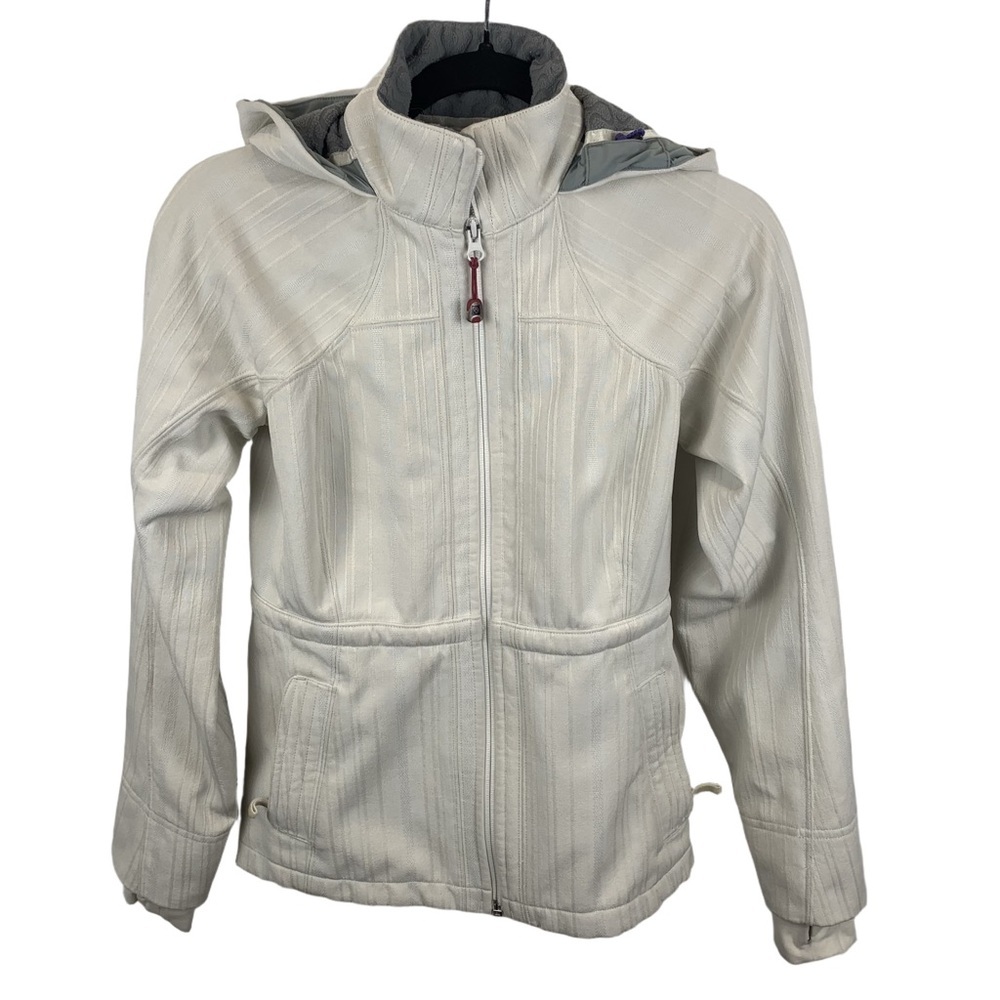 LULULEMON sz 4 Embark Jacket Cream Off White Soft Shell Textured Coat Hooded